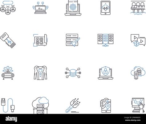 Hardware Outline Icons Collection Hardware Components Peripherals