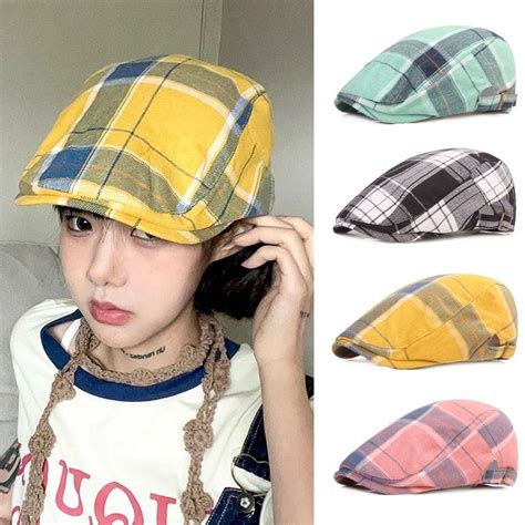 Lattice Plaid Beret Hat Flat Peaked Vintage Outdoor The Best Products