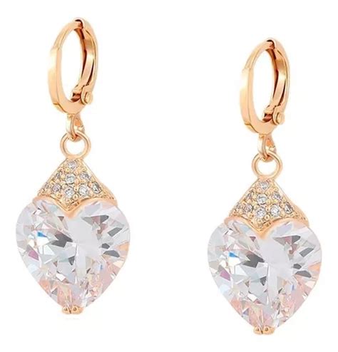 Hermosos Aretes Corazón De Swarovski Oro Laminado 18k