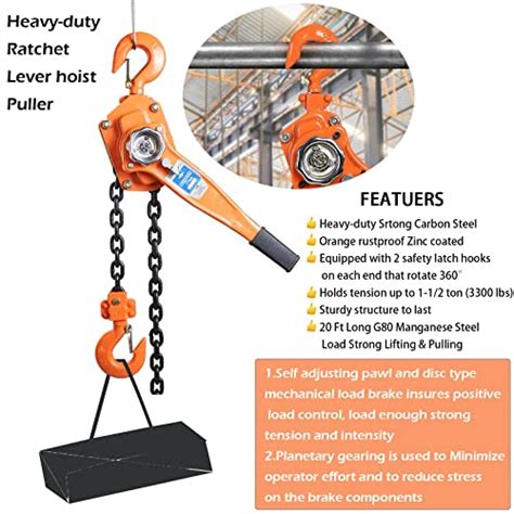 Nisorpa Ton Manual Lever Chain Hoist Lbs Ft Lifting Come