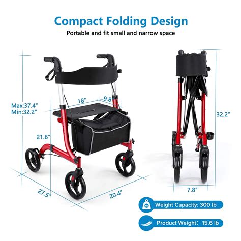 Rinkmo Rollator Walkers For Seniors Rollator Walker With Seat