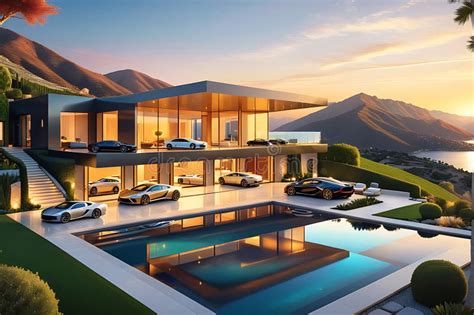 An Ultra Realistic Digital Painting Featuring A Luxurious Modern Villa