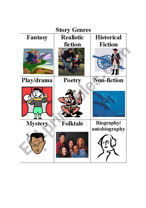 Story Genres Esl Worksheet By Scruzinsc