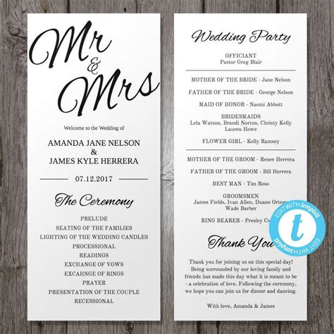 Free Printable Wedding Ceremony Programs Free Templates Printable