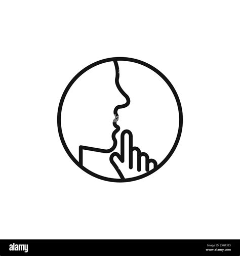 Keep Silence Icon Logo Sign Vector Outline In Black And White Color