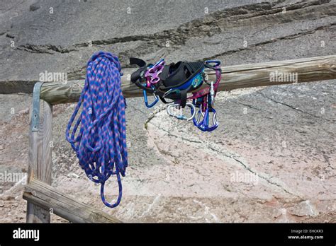 Climbing Gear At The Rock Stock Photo Alamy