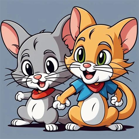 Lindo Tom y Jerry ilustración vectorial de dibujos animados Foto Premium