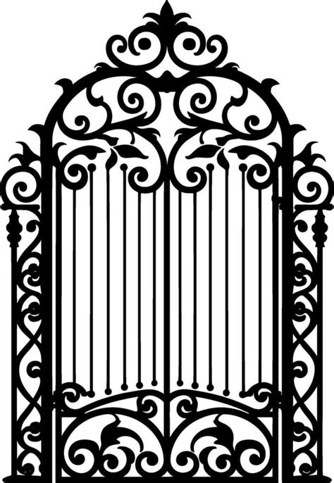 Vector Illustration Wrought Iron Fence Old Metal Fence And Gate Gate Silhouette Ai Generated