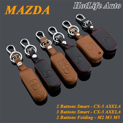 Genuine Leather Car Keychain MAZDA 2 3 5 6 CX 5 CX 7 Axela Atenza Car