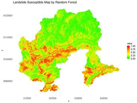 Landslide Susceptibility Map Generated By Rf Using The First Dataset