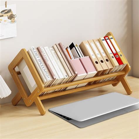 Wood Tilting Bookcase In Living Room Home Office Desktop Book Shelf