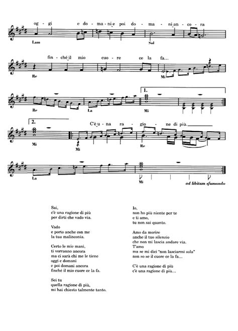 UNA RAGIONE DI PIÙ Sheet music Easy Sheet Music