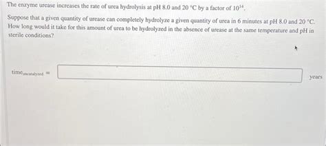 Solved The Enzyme Urease Increases The Rate Of Urea Chegg