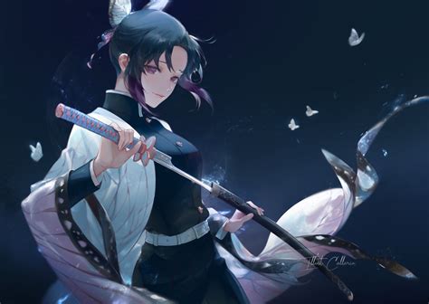 Callarin Kimetsu No Yaiba Katana Anime Girls Kimono Black Hair