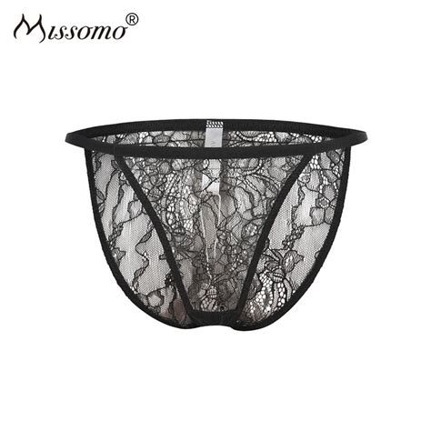 Missomo Fashion Solid Black Floral Lace Women Panties Low Rise G String