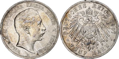 German States Mark A Prussia Wilhelm Ii Berlin Silver Au