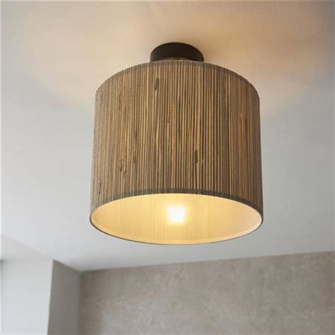 Longshore Semi Flush Natural Seagrass And Black Ceiling Light 101695 The Lighting Superstore