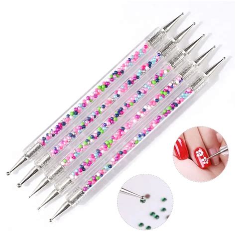 Pcs Set Acrylic Nail Art Dotting Pen Ways Colorful Beauty Rhinestone