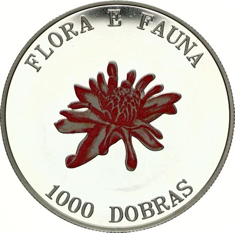 1000 Dobras Flora and Fauna Porcelain Rose Santo Tomé y Príncipe