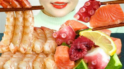 Asmr Marinated Sashimi🐟 Shrimp Salmon Octopus 海鮮マリネ Eating