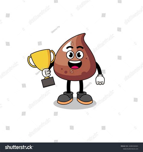 Cartoon Mascot Choco Chip Holding Trophy Stock Vector Royalty Free