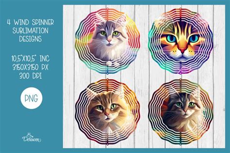 Wind Spinner Sublimation Colorful Cats