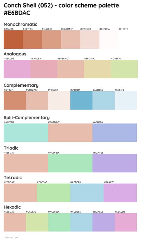 Benjamin Moore Conch Shell 052 Paint Coordinating Colors And Palettes