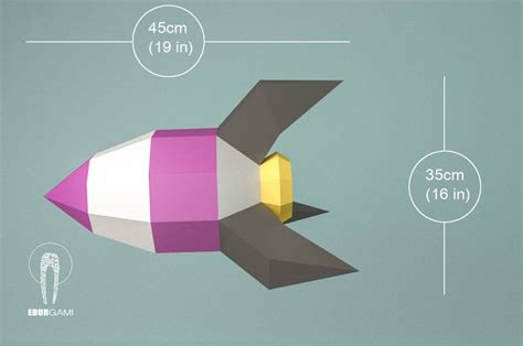 Rocket Papercraft D Paper Craft Rocket Rocket Ship Low Etsy Rocket