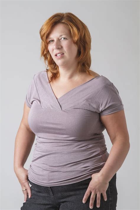 Overweight Mature Woman Stock Photo Image Of Cherry