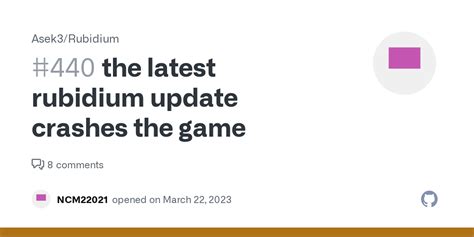 The Latest Rubidium Update Crashes The Game · Issue 440 · Asek3 Rubidium · Github
