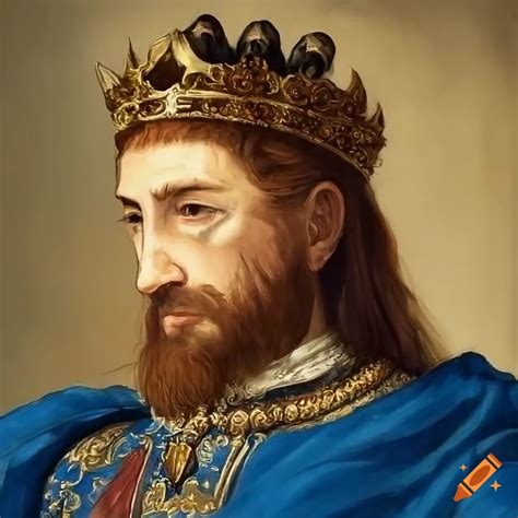 Oil Painting Portrait Of A King In Blue Royal Clothes On Craiyon