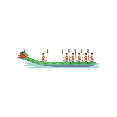 Dragon Boat Rowing Team Competing In Traditional Dragon Boat Festival