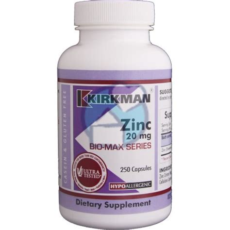 Zinc 20 Mg Bio Max Kirkman 250 Capsules Kopen Gezondheid Aan Huis