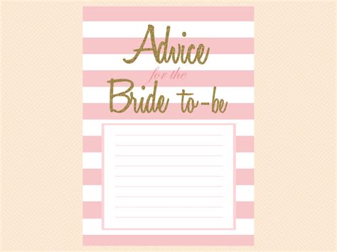 Gold Glitter Advice For The Bride Card And Sign Magical Printable