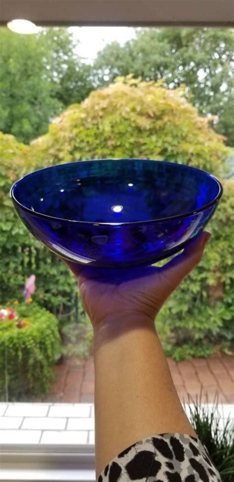 Cobalt Blue Glass Bowl Blue Bowl Salad Bowl Fruit Bowl Etsy