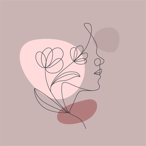 Premium Vector Woman Face And Flowers In Minimal Line Art Style