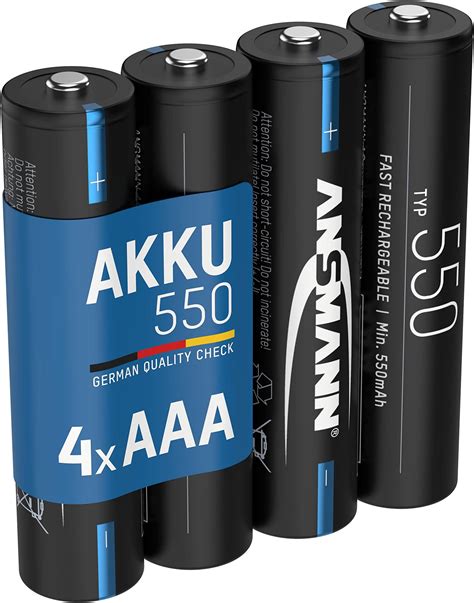 ANSMANN AAA Rechargeable Batteries Pack Of 4 550 MAh 1 2V NiMH Low