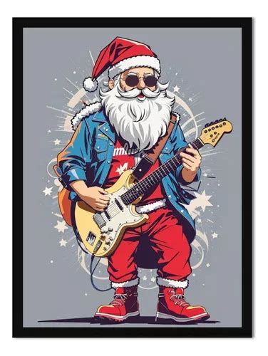 Papai Noel Quadro Decorativo Natal Rock N Roll Armacao A4 MercadoLivre