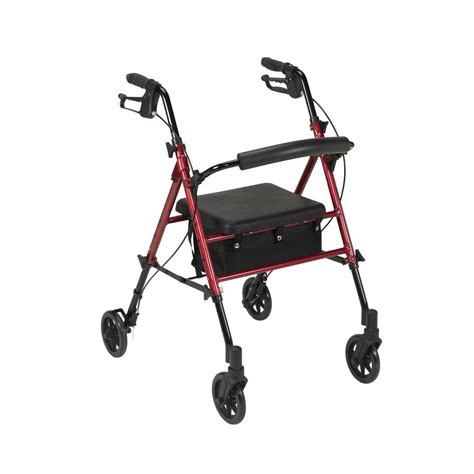 Drive Adjustable Height 4 Wheel Rollator In Red Rtl10261rd The Home Depot