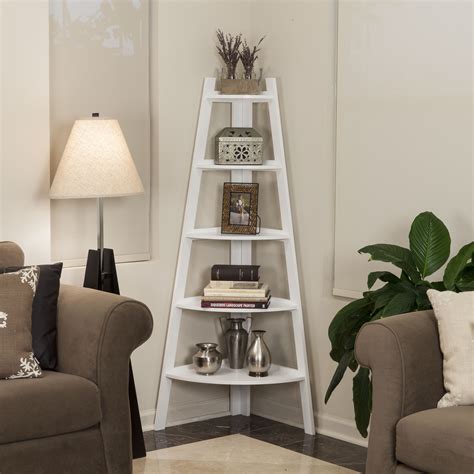 Danya B Contemporary Five Shelf White Bookcase Space Saving Design