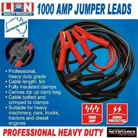 Booster Jumper Leads Heavy Duty 1000 Amps Professional 5m Cable Trucks