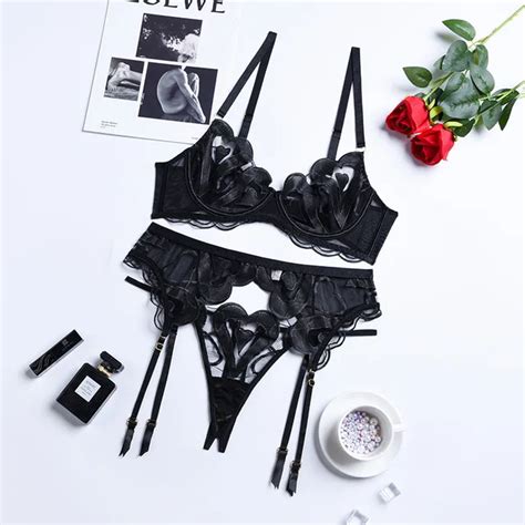 Ellolace Sexy Lingerie Luxury Lace Embroidery Fancy Underwear Pieces