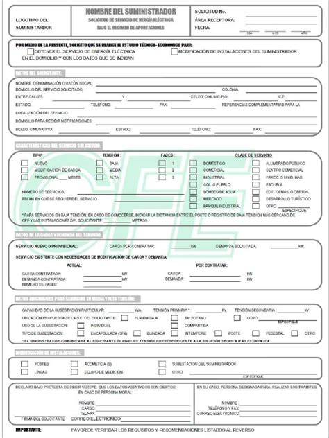 Formato Cfe Solicitud Pdf