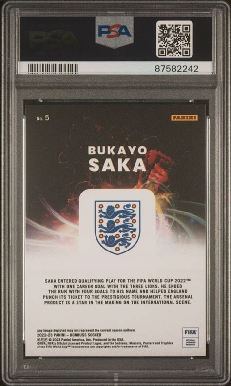 2022 23 Donruss FIFA Bukayo Saka Night Moves Case Hit SSP PSA 9 MINT