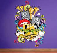 Autocolantes Musicais Vinis Decorativos Grafite Musical Tenstickers