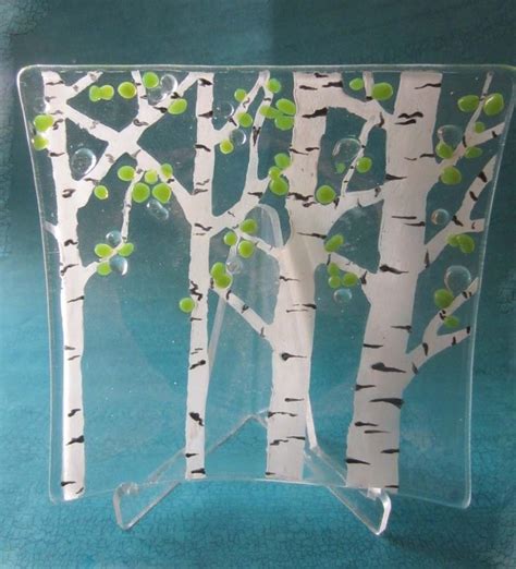 Birch Or Aspen Trees Plate Fused Glass Glass Aspen Trees