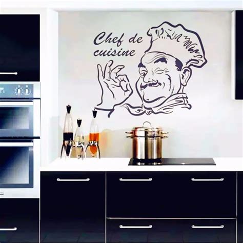 Kitchen Wall Stickers Chef De Cuisine Removable Wall Decals Vinyl Wall