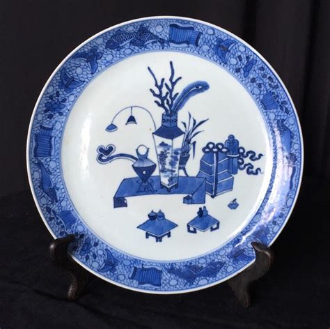 Chinese Export Blue And White Plate ‘precious Objects C1780