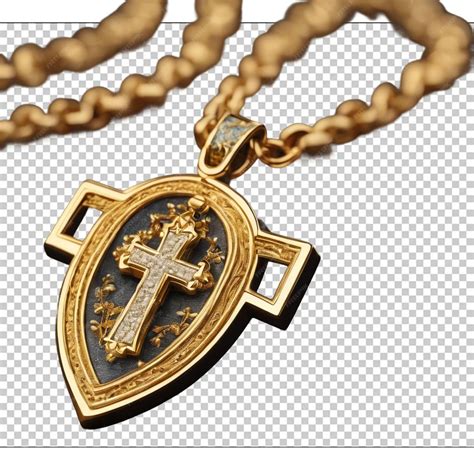 Premium Psd Golden Color Of Chain With Christians Cross Sign