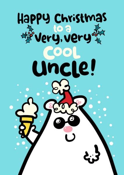 Cute Funny Polar Bear With Ice Cream Uncle Christmas Card Thortful